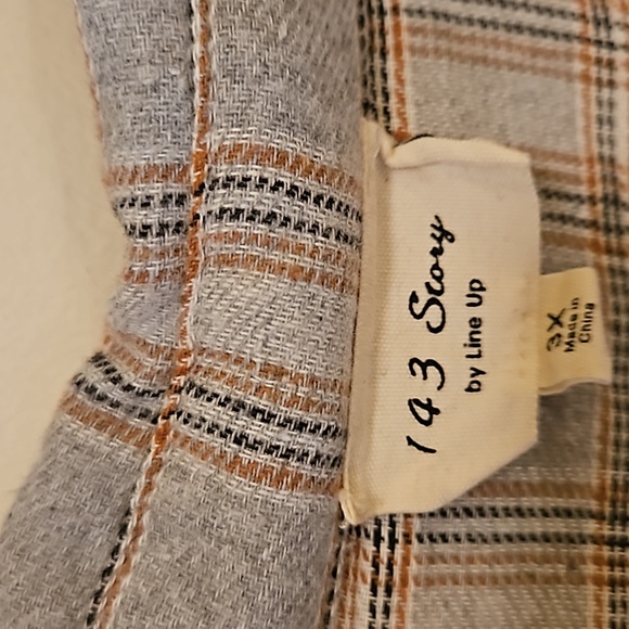 143 Story by line up Gray, orange, and black Plaid button down shirt 3x - Picture 6 of 10